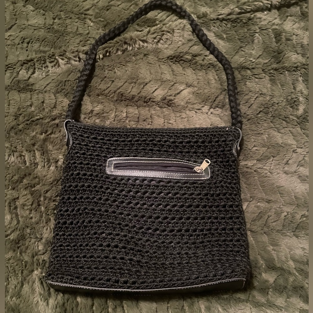 Small crossbody knit chochet luxy black purse